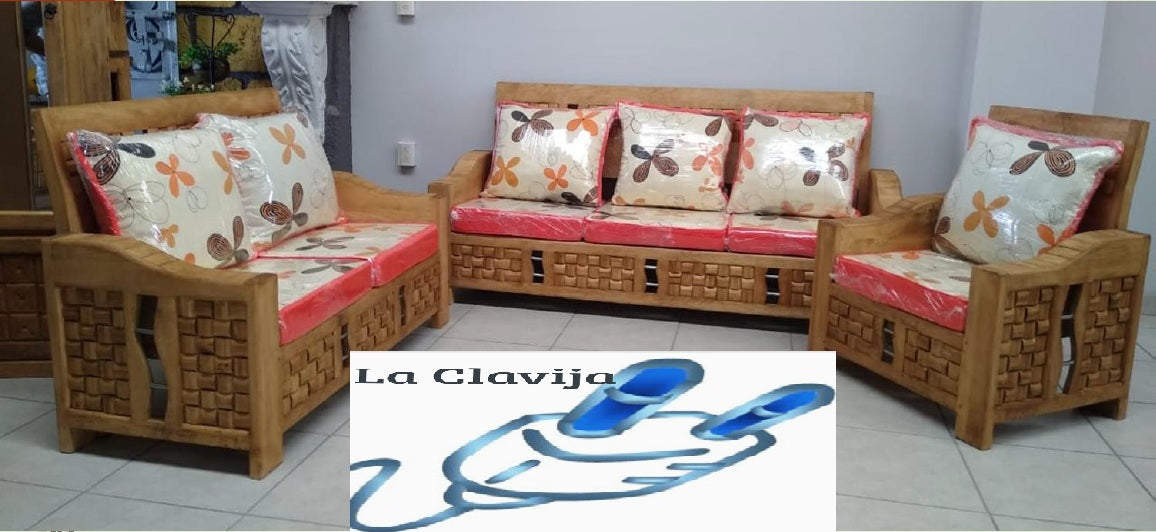 SALA RUSTICA DE 3 PIEZAS O ESQUINERA CON COJINES ✨PAGO SEMANAL $150✨