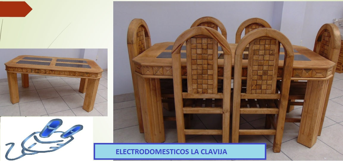 COMEDOR CON CRISTALES DE 6 SILLAS