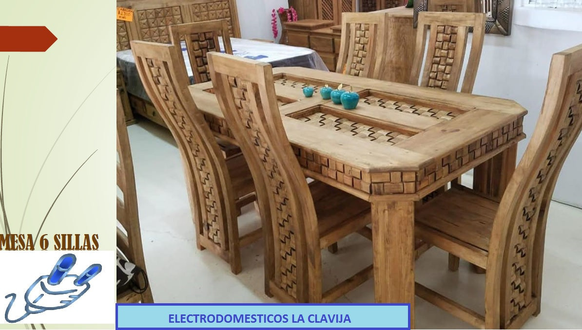 COMEDOR CON CRISTALES DE 6 SILLAS