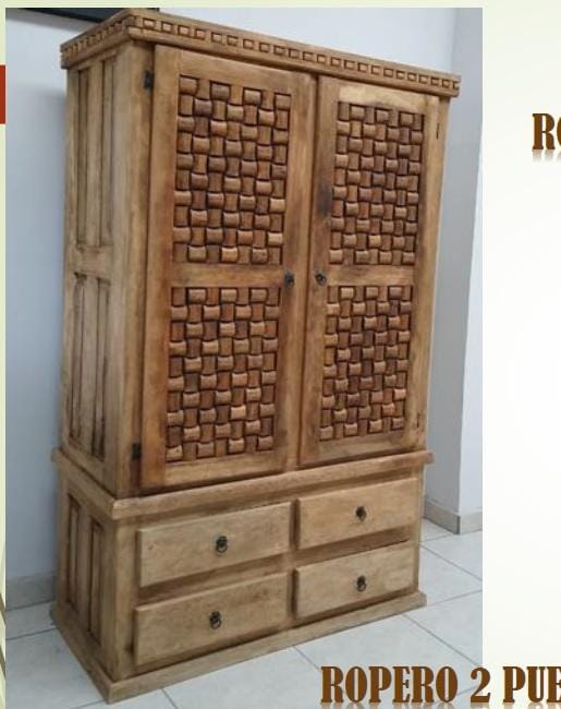 ROPERO DE MADERA 2 PUERTAS ACABADO RUSTICO ✨PAGO SEMANAL $145✨