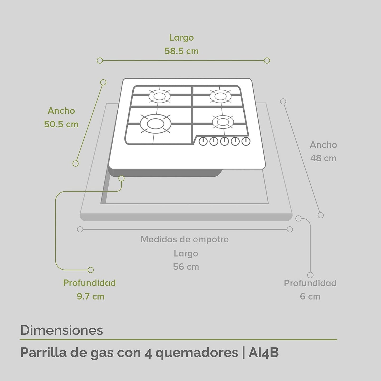 PARRILLA AVERA DE GAS DE 4Q. ACERO INOXIDABLE ✨PAGO SEMANAL $105✨